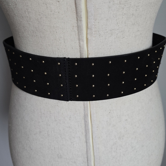 Revolve, Alice + Olivia, New, Black Suede Studded Wide Statement Belt Size XS - Picture 5 of 10